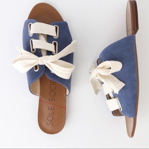 Sole Society Marinn Blue Jean  Slide Sandals - Picture 3 of 4